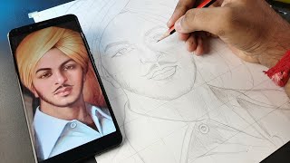 How to draw Bhagat Singh Bhagat Singh drawing step by step Sanju Arts [upl. by Sherilyn]