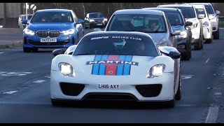 Supercars in Alderley Edge and Knutsford January 2024 918 Spyder Project 8 SLR Mclaren F12 [upl. by Libby]