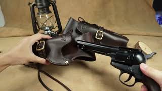 Leather Revolver Holster Ambidextrous Cowboy Western Gun Holster Handemade [upl. by Bellis]