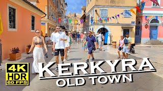 Kerkyra Old Town Corfu  Shops Restaurants in 4K 60fps HDR UHD 💖 The best places 👀 Walking tour [upl. by Aldric]