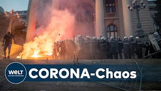 CORONA LÄSST SERBIEN BRODELN Erneut gewalttätige Demonstrationen und heftige Unruhen [upl. by Ahsratal]