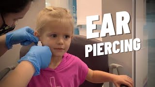 Three Year Old Gets Her Ears Pierced  Claire’s Ear Piercing  Lulu’s Third Birthday [upl. by Ahsiym]