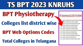 BPT physiotherapy colleges in Telangana  knruhs BPT college list amp web options codes full details [upl. by Bergman]