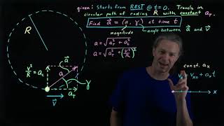 Circular motion kinematics example with centripetal and tangential acceleration [upl. by Bazar]