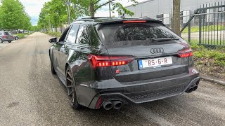 830HP Audi RS6 C8 with STRAIGHT PIPE Capristo Exhaust amp OPF Delete REVS Accelerations Crackles [upl. by Annaek594]