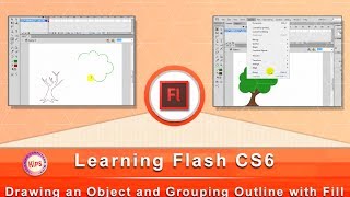 Learning Flash CS6 Drawing an Object and Grouping Outline with Fill [upl. by Atnom]