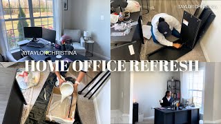 HOME OFFICE REFRESH amp RESET  MOTIVATING CLEANING  SMALL HOME OFFICE INSPO [upl. by Esnofla956]