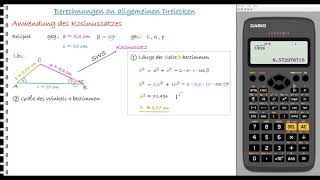 LernvideoSeiten und Winkelberechnung mit dem Kosinussatz [upl. by Orvah]