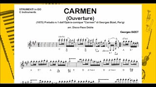 CARMEN Ouvertüre Bizet DiscoPaso DoblePlay Along Playback C B♭ E♭ Noten Akkordeon Violin Klavier [upl. by Lleuqar]