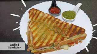 Veg Cheese Grilled Sandwich  Mumbai Street Food  Fast Food  Recipe in Gujarati [upl. by Kcirred677]