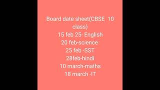 CBSE class 10 date sheet 2025 short cbse [upl. by Denison]