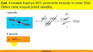 Dany jest procent  Podwyżki i obniżki  Zadanie  Matfiz24pl [upl. by Aihsoek]