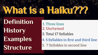 What is Haiku Haiku poetry form amp structure Haiku in English Literature complete lecture [upl. by Pepin]