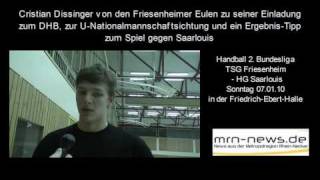 Ludwigshafen  Eulen Spieler Christian Dissinger zu seiner DHB Einladung [upl. by Chan]