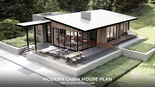 2Bedroom Modern Contemporary Cabin House Plan  1200 sq ft [upl. by Anahpets862]