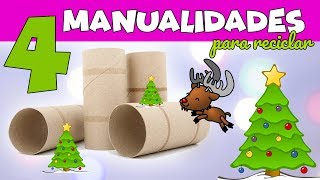 4 MANUALIDADES PARA NAVIDAD CON RECICLAJE Adornos navideños [upl. by Ecnerrat]