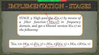 IMPLEMENTATION STAGES OF HOMOMORPHIC FILTERING [upl. by Zuzana]