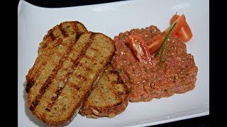 Beef Tartare wit Garlic Bread  Rinder Tatar mit Knoblauchbrot  Tatarski Biftek [upl. by Nelav106]