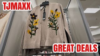 TJMAXX BEST FINDS DEALS  SHOP WITH ME SWEATERS PANTS AND MORE [upl. by Olaznog197]