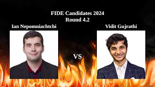 Ian Nepomniachtchi beats Vidit Gujrathi  Round 42  FIDE Candidates 2024 [upl. by Boonie]