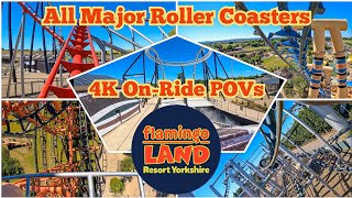 Flamingo Land Resort 2024 🇬🇧  All Major Roller Coasters 4K OnRide POVs [upl. by Ewens]