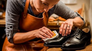 Shoe shine Asmrsleep asmr Polishing KINGS handcrafted shoes saphir [upl. by Terrel]