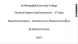 Numerical Analysis 1  Introduction [upl. by Hoover]