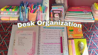 Organizing my desk ✨  stationeries pens highlighters and many more [upl. by Sucramad]