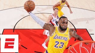 LeBron James makes debut Lakers lose season opener vs Blazers  NBA Highlights [upl. by Akemet]