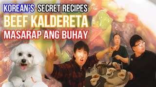 Cooking 17 Koreans cooking beef Kaldereta  Mukbang  Masarap ang buhay [upl. by Haidabez]