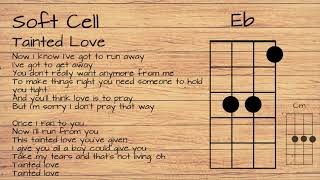 Soft Cell  Tainted Love UKULELE TUTORIAL W LYRICS [upl. by Ahsietal611]