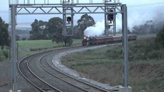 Australian Steam Trains R761 on the Gippsland line at night [upl. by Yelac]