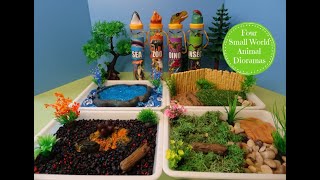 Four Small World Animal Dioramas Sea Zoo Dinoamp Insects  Learn Animal Names [upl. by Helbona]