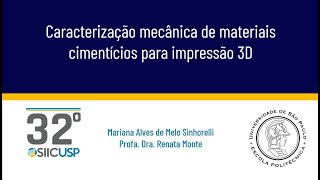 SIICUSP 2024 Caracterização mecânica de materiais cimentícios para impressão 3D [upl. by Nagah853]