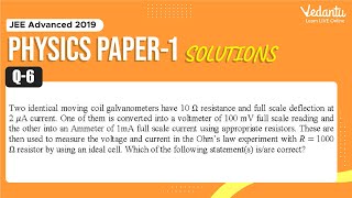 JEE Advanced 2019 Physics Solutions  Paper 1 Q 6  IIT JEE Physics  JEE Preparation  Vedantu [upl. by Housen]