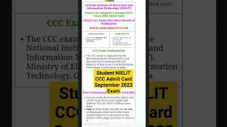 Student NIELIT CCC Admit Card September 2023 Exam student shorts [upl. by Cleopatra459]