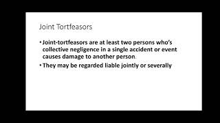 Joint Tortfeasors in Tort [upl. by Auahsoj]