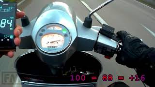 vespa SPEEDO ACCURACY vs GPS  16kmh   px125my2003  FMP  Solid PASSion [upl. by Oileduab]