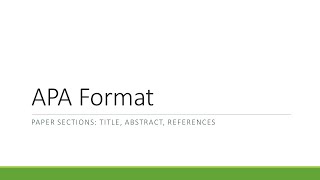 APA Format Sections of a Paper [upl. by Naujal]