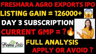 FRESHARA AGRO EXPORTS IPO  FRESHARA AGRO EXPORTS IPO GMP TODAY  FRESHARA AGRO EXPORTS IPO REVIEW [upl. by Nevsa]