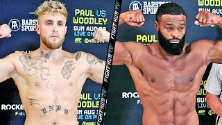 JAKE PAUL VS TYRON WOODLEY FULL WEIGH IN  BOTH RIPPED AND READY TO GO AHEAD OF FIGHT [upl. by Aleunamme]