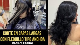 Corte en capas largas muy fácil y rápido con flequillo tipo anchoa  Betty Lazcano [upl. by Buatti55]