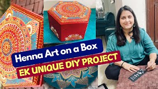 Creative Vlog 32  DIY Henna Art on an MDF Hexagon Box [upl. by Ahsirtap628]