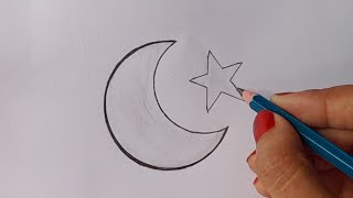 VERY EASY beautiful moon 🌙 drawing  easy moon drawing  easy sketch  easy pencil drawing [upl. by Hgielanna]