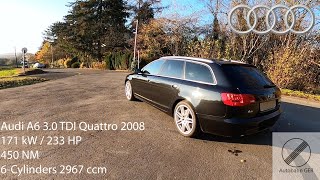 Audi A6 Avant 30 TDI Quattro 2008  233 HP  GERMAN Autobahn  Top Speed [upl. by Gladys]