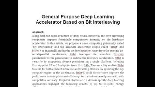 General Purpose Deep Learning Accelerator Based on Bit Interleaving [upl. by Tahpos523]