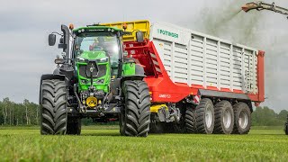 Gras hakselen met Deutz Fahr 8280 TTV  Pottinger  Peters Haps [upl. by Einahpts492]