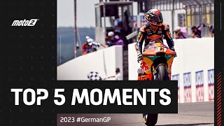 Top 5 Moto2™ Moments 🦈  2023 GermanGP 🇩🇪 [upl. by Roze]