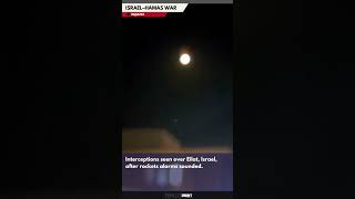 Interceptions seen over Eilat Israel after rockets alarms sounded [upl. by Ekoorb338]