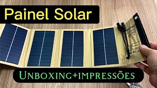 Painel Solar Portátil  UnboxingImpressões [upl. by Ayian]